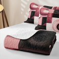 thumbnail image 4 of Castle Fairy Abstract Curved Ring Twin Quilt Set 2 Pieces,Geometric Square Block Twin Coverlet Set,Dusty Rose Black,1 Bedspread and 1 Pillowcase, 4 of 7