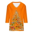 thumbnail image 4 of Joau Women's Ugly Christmas Shirts Glitter Christmas Tree Print 3/4 Length Sleeve V Neck Tunic Tops Holiday Xmas Shirts Graphic Tees Blouse, 4 of 5