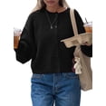 thumbnail image 2 of Women Knitted Crop Cardigan Shirt Short Sleeve Button Down Ribbed Knit Crop Top Y2k Outwear Top Tee Shirt Black S, 2 of 7