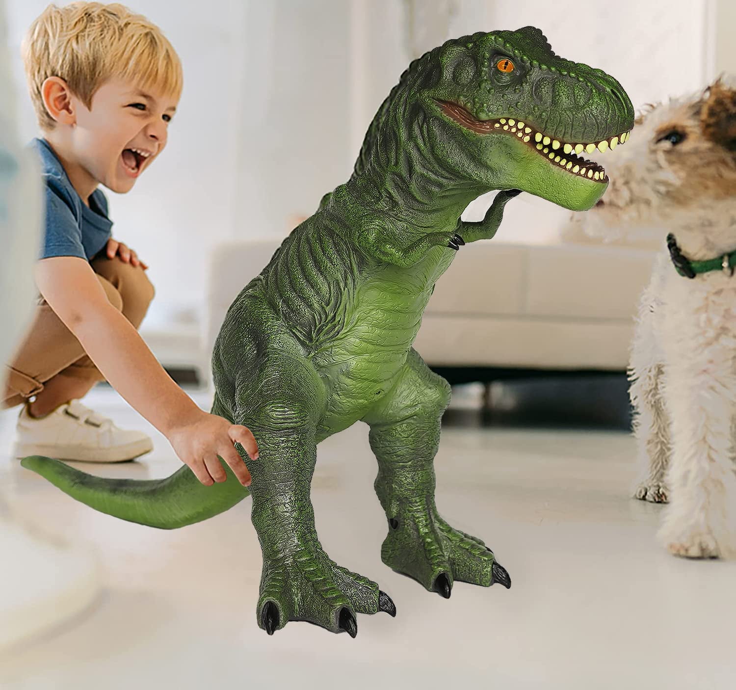 Gzsbaby Realistic 28" Dinosaur Toys for Boys Kids Action Figures, Green