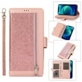 thumbnail image 1 of iPhone 13 Pro Case, Allytech [9 Card Holders] Bling Glitter PU Leather Flip Stand Wallet Case with Money/Cash Pocket Full Protection Sparkly Hand Strap Purse Case for iPhone 13 Pro (2021 6.1"), Pink, 1 of 1