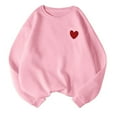 thumbnail image 1 of Prolriy Chandail en Molleton pour Femmes Motif Cœur Chandail Décontracté à Manches Longues Col Rond pour Automne et Hiver Vêtements pour Femmes Chandail en Molleton pour Femmes Hauts pour Femmes Rose P, 1 of 3