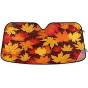 Bestwell Autumn Maple Leaf Car Windshield Sun Shade Foldable Sun Shield Shade for Blocks UV Rays Protector-Keeps Your Vehicle Cool for Most Sedans SUV Truck,55"x27.6"