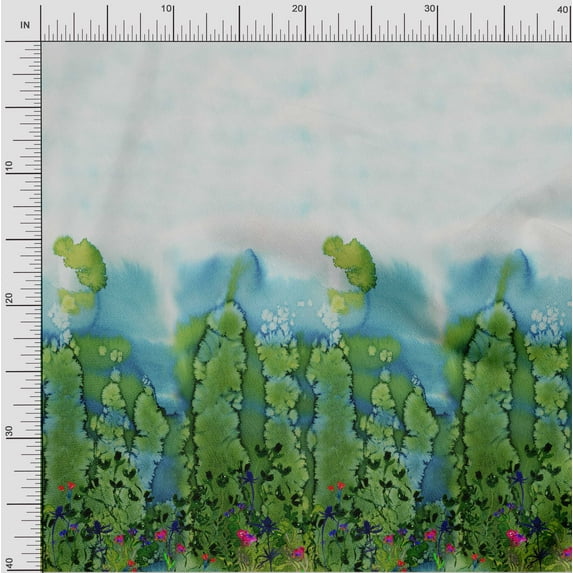 oneOone Cotton Flex Fabric Leaves & Flower Panel Printed Craft Fabric BTY 40 Inch Wide