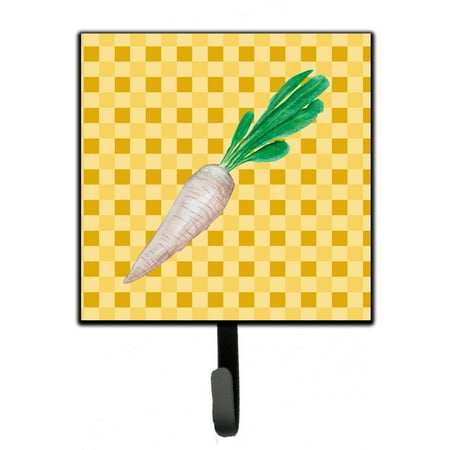 

Carolines Treasures BB7216SH4 White Radish on Basketweave Leash or Key Holder 7Hx4.25W multicolor