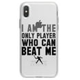 thumbnail image 1 of DistinctInk Clear Shockproof Hybrid Case for iPhone X / XS (5.8" Screen) - TPU Bumper Acrylic Back Tempered Glass Screen Protector - I Am The Only Player Who Can Beat Me Tennis, 1 of 5
