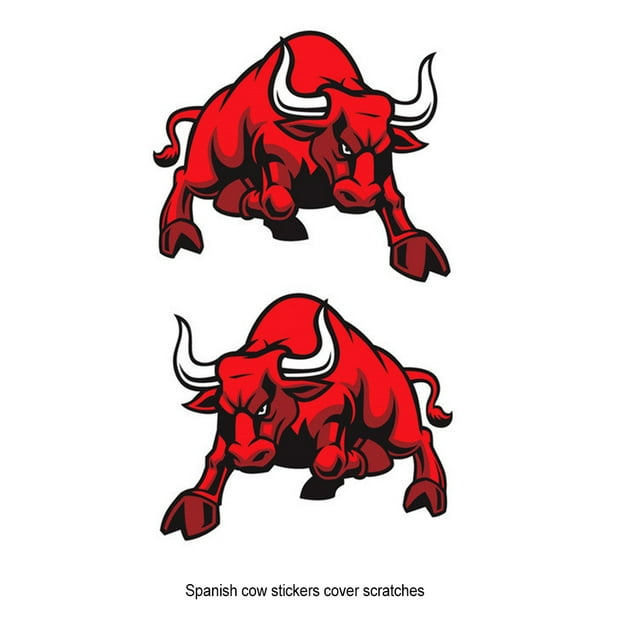 Becaristey 2pcs PET Waterproof Car Sticker With Bull Easy To Attach And Long Lasting Glass Bull Sticker As Shown 1Set