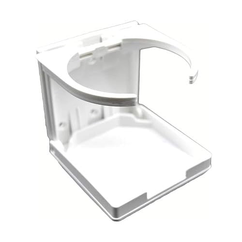 MARINE CITY Adjustable Arms Folding Cup Drink Holder - White ABS Plastic, Fits 2-5/8 to 3-1/2 Inches - Perfect for Ships, Marines, Watercrafts, and RVs - Pack of 1