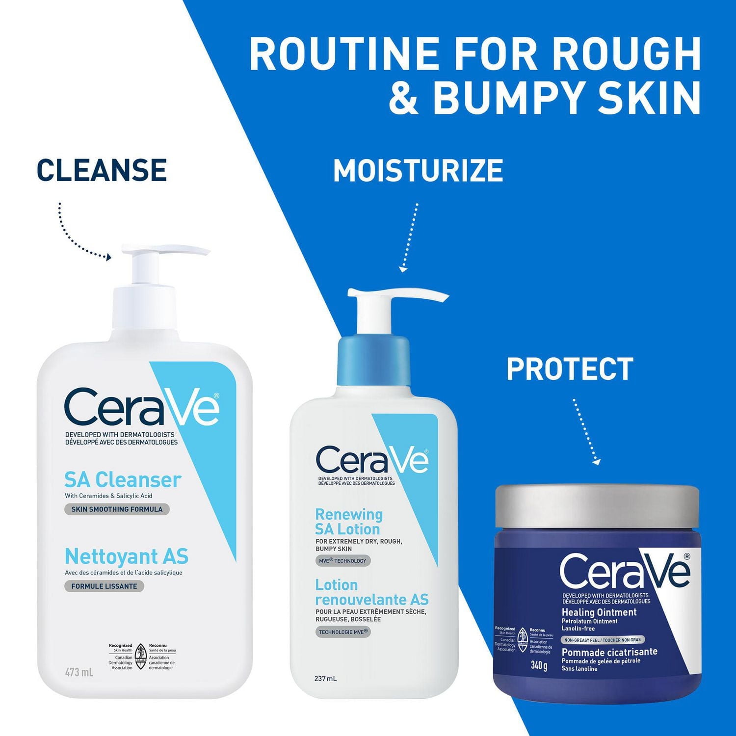 CeraVe SA Cleanser, Salicylic Acid Exfoliating Face Wash with Vitamin D and Ceramides for Rough Bumpy Skin, 473mL