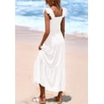 thumbnail image 2 of Vestido largo PRETTYGARDEN para mujer, cuello cuadrado, de verano, blanco, 2 of 9