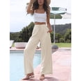 thumbnail image 5 of Women's Cotton Linen Summer Palazzo Pants Flowy Wide Leg Beach Trousers with Pockets, 5 of 10