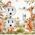 thumbnail image 1 of Metal Light Switch Plate Cover Forest Animals Deer Fox Bunny Squirrel ANM016, 1 of 13