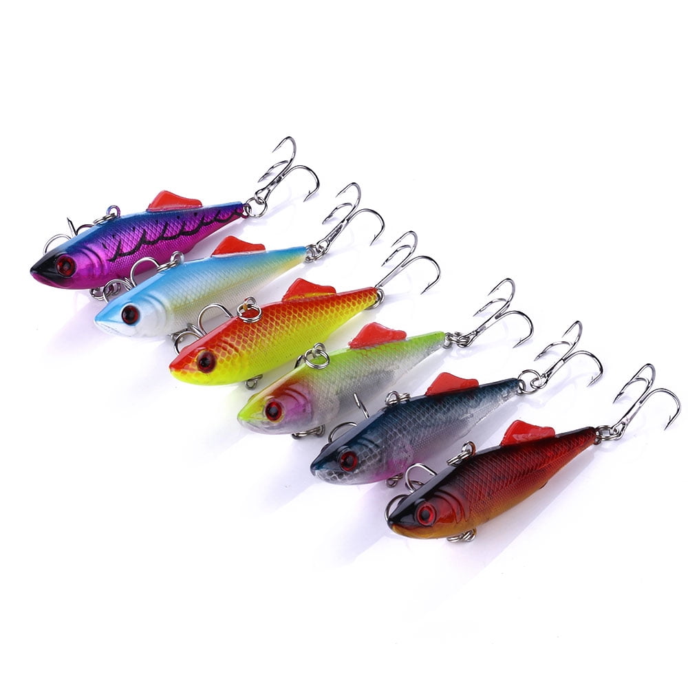 HENGJIA Fishing Lures Bass, 6 Pack Deep Diving Lipless Crankbaits for Bass Minnow VIB Lifelike Hard Baits Sinking Fishing Lure for Bass, Redfish, Trout, Walleye Saltwater Freshwater