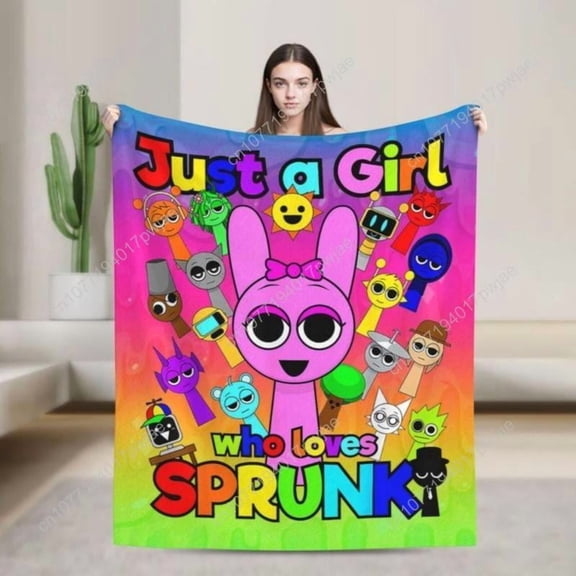 Sprunki Game Just A Who Loves SPRUNKI" Soft Funny Theme Bright Cartoon Custom " Flannel Blanket
