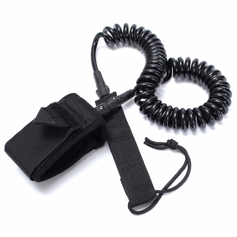 Surfboard Leash 10ft Coiled Stand UP Paddle Board Leash TPU 7mm Cord Black by