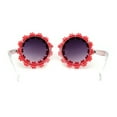 thumbnail image 3 of Womens Daisy Flower Trim Round Circle Lens Hippie Sunglasses Orange Smoke, 3 of 4