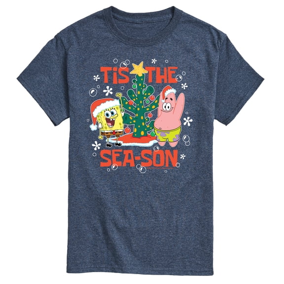 SpongeBob SquarePants - Tis The Season Christmas Spongebob and Patrick - Men's Short Sleeve Graphic T-Shirt