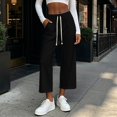 thumbnail image 5 of SBYOJLPB Women Elastic Waist Pants Casual Drawstring Comfortable High Waist Solid Color Trousers, 5 of 6