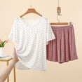 thumbnail image 5 of Modal Shorts Pajamas Sets for Women Summer Loose Crewneck Short Sleeve Sleepwear Comfy 2 Piece Pjs Set, 5 of 5