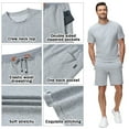 thumbnail image 5 of Satankud Men's Shirt and Shorts Set 2 Pieces Set Short Sleeve Summer Tracksuits Sets with Pockets Causal Jogging Sports Sweatsuit for Men 2 Piece Outfits Light gray XL, 5 of 7