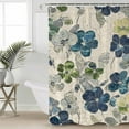 thumbnail image 2 of Extra Long Shower Curtain 72x84 Inch, Teal Green Grey Leaves Shower Curtain Waterproof Bathroom Decor Vintage Beige Crack Texture Fabric Bath Curtain Set Accessories with Hooks, 2 of 6
