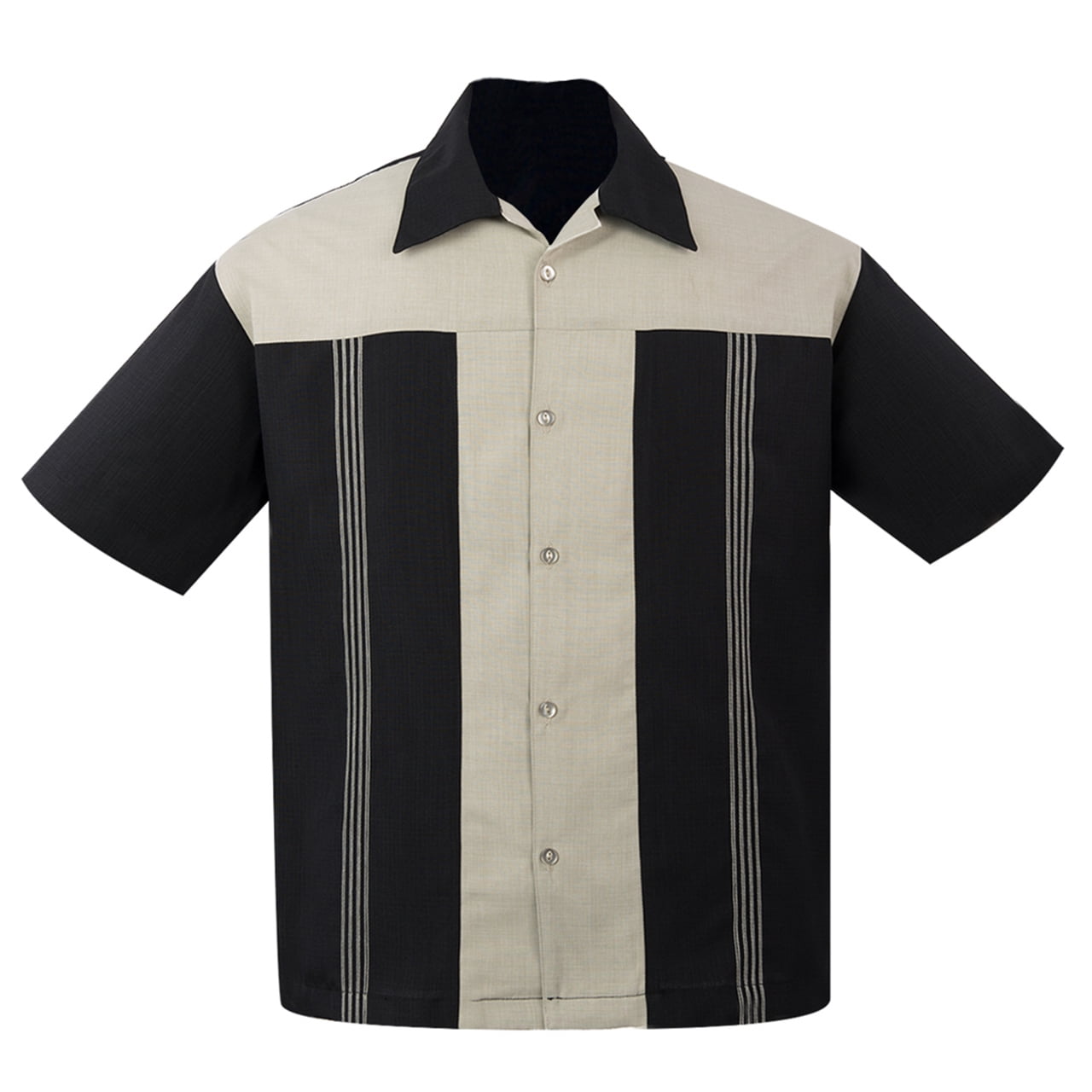 Steady Clothing Men's The Oswald Button Up Bowling Shirt Black ...