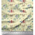 thumbnail image 1 of Soimoi Rayon Fabric House,Tree & Dog Clip Art Printed Fabric 1 Yard 42 Inch Wide, 1 of 3