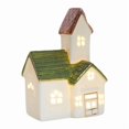 thumbnail image 2 of Christmas Snow House Ceramic Decor, Lighted Green Roof Village House with LED and Classic Style, Ornament for Home, Mantel, Tabletop, Holiday, Party, Seasonal, Gift, Display, Multicolor A, 2 of 6