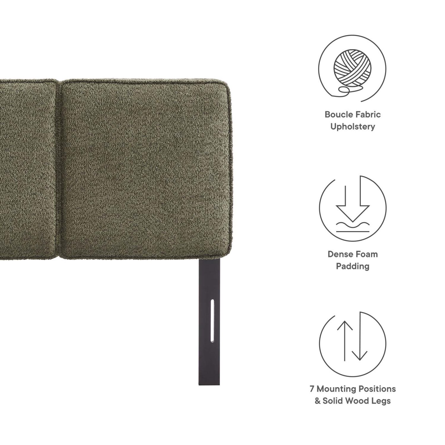 Headboard, Twin Size, Green, Fabric, French Bedroom, Modern Contemporary HB36837