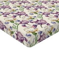 thumbnail image 4 of Ambesonne Floral Fitted Sheet, Iris Flowers Spring Love, Queen Size, Lilac Ivory and Green, 4 of 5