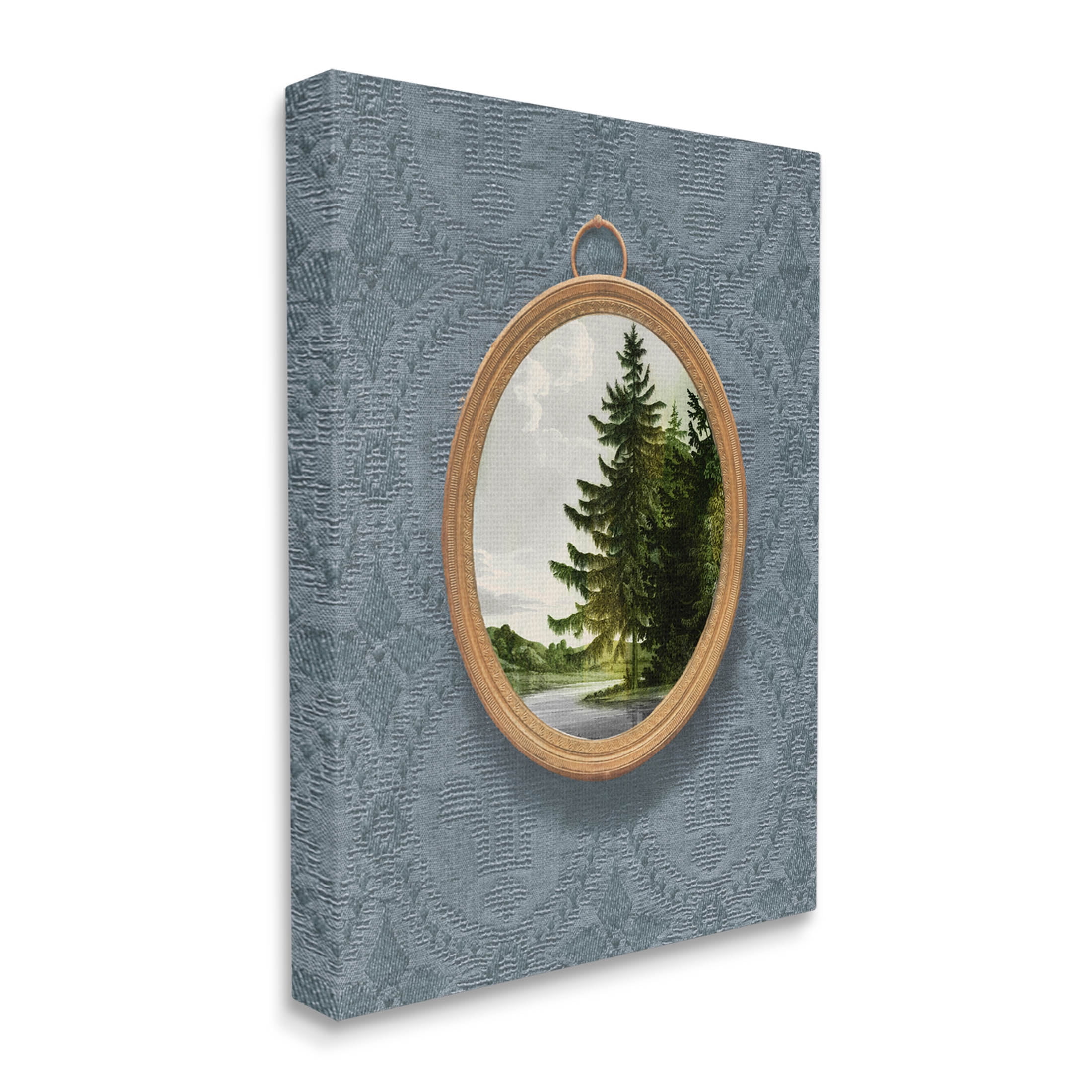 Tree Scene View Vintage Pattern Landscape Graphic Art Gallery Wrapped Canvas Print Wall Art