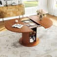 thumbnail image 3 of 47"–63" Extendable Round Dining Table with Storage Shelf Base, Converts to Oval Kitchen Table for 4–6, Modern Farmhouse, 3 of 9