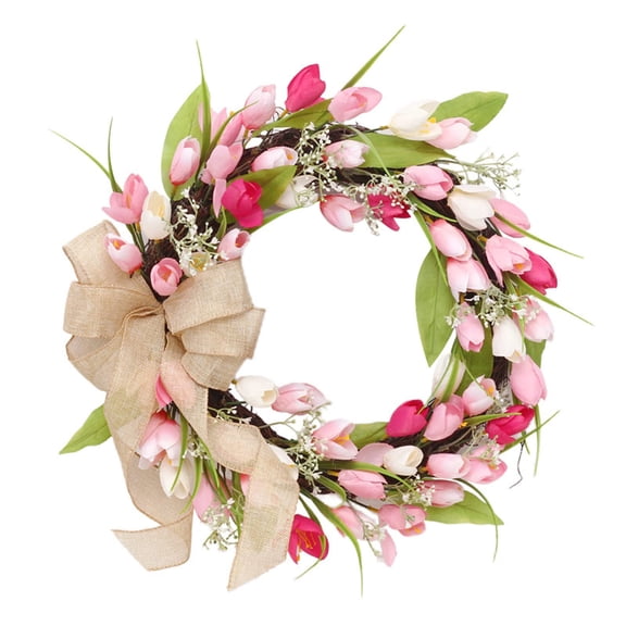 Valentines Day Wreath for Front Door, Artificial Wreath with Flower and Green Leaves,Spring Summer Floral Wreaths,Spring Door Garlands,Artificial Flowers Wreaths