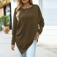 thumbnail image 2 of Kovlvoll Womens Long Sleeve Shirts Crewneck Loose Casual Asymmetrical Hem Shirt Fall Lightweight Thin Comfy Tunic Tops, 2 of 6