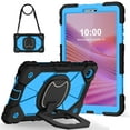 thumbnail image 3 of ELEHOLD Heavy Duty Case For Lenovo Tab K9 2025/Tab One 2025,8.7-inch, 3-Layer Rugged 360 Rotating Kickstand Handle Grip Detachable Shoulder Strap Kids Friendly Shockproof Case ,Black+Blue, 3 of 9