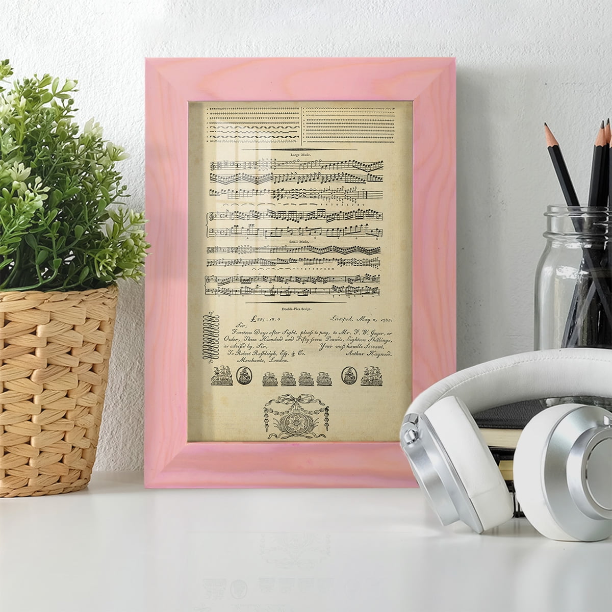 Deckled Encyclopediae V (AS) -Framed Print w/glass-Sunset Pink