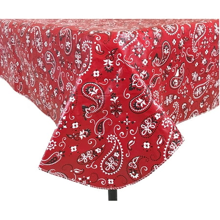

Serafina Home Summer Bandana Red White And Blue Paisley Flannel Back Vinyl Tablecloth 52 x 52