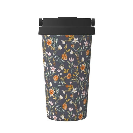 

KLL Wildflowers Pattern Stainless Steel Vacuum Insulated Tumbler - Carry Insulated Coffee Mug - Reusable Insulated Cold Brew Iced Coffee Cup Thermos