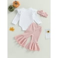 thumbnail image 4 of Cenuakty Baby Girl Fall Outfits Long Sleeve Romper + Ribbed Bell Bottoms + Headband Set Halloween Clothes, 4 of 8