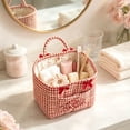 thumbnail image 2 of Gingham Bow Storage Basket Portable Quilted Fabric Laundry Hamper Multi‑Pocket Sundries Organizer Bin Spacious Home Storage Caddy with Handles For Bedroom Dorm Bathroom(Red-31x27x26cm), 2 of 3