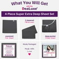 thumbnail image 4 of DeaLuxe Bedding 21” King Extra Deep Pocket Sheets - Deep King Fitted Sheet - Super And Ultra Deep Sheet - For Deep Mattress -4 Piece Bed Sheet Set - Easily Fits Deep Mattress - Dark Grey, 4 of 8