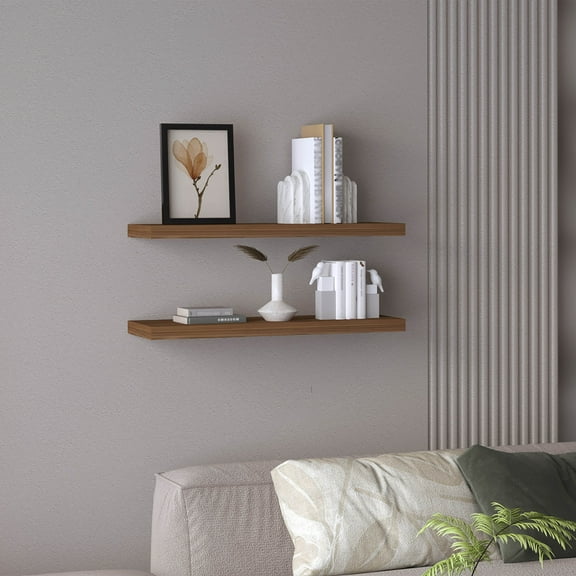 31.5" Wide Floating Shelves Set Of 2, Mahogany