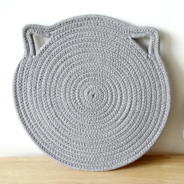 Alfombrilla Tejido de hilo de algodón puro Posavasos de mesa con forma de oreja de gato única Almohadillas calientes para bebidas Juego de alfombrillas Fokelyi HMJM204-10