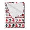 thumbnail image 2 of Christmas Soft Flannel Fleece Throw Blanket, Xmas Pixel Pattern Nordic Inspired Borders with Snowman Pines Snowflakes, Cozy Plush for Indoor and Outdoor Use, 70" x 90", Red Black White, by Ambesonne, 2 of 5