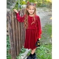 thumbnail image 5 of Oudiya Girls Velvet Long Sleeve Dress Crew Neck Winter Fall Vintage Party Dress for Kids 4-13Y, 5 of 7