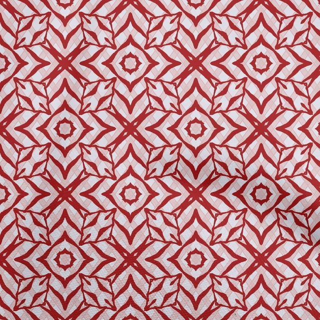 oneOone Tissu Flex Coton Rouge Géométrique Matériel de Couture Imprimé Tissu au Mètre 40 Pouces de Large