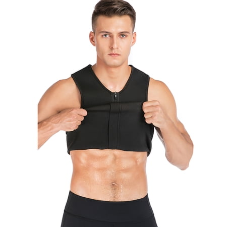 SAYFUT Men Hot Neoprene Workout Sauna Tank Top Zipper Waist Trainer Vest Weight Loss Body Shaper Compression Shirt