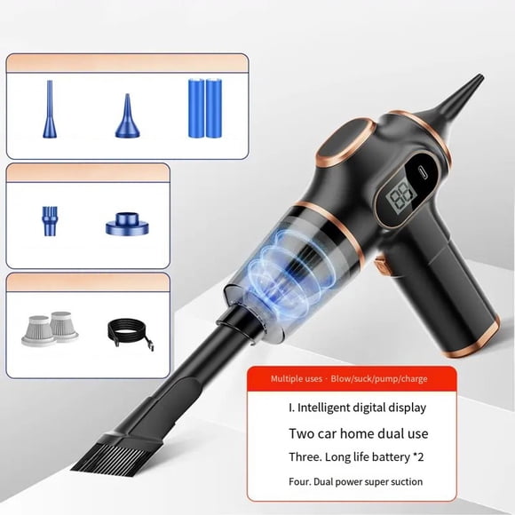 Car Vacuum Cleaner Home Appliance With Display Screen Mini Vacuum Cleaner Bule