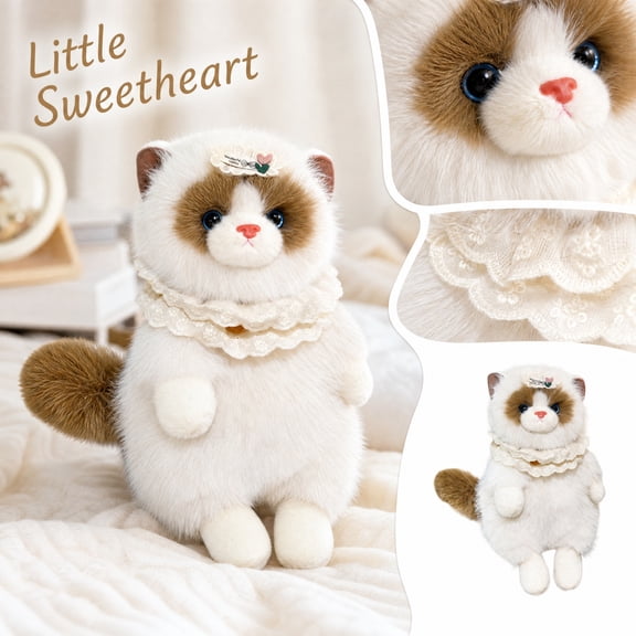 Adorable Huajuan Miao Cat Stuffed Animal Cute Ultra-Soft Plush Huggable Pet Companion Home Decor Holiday Gift for Kids