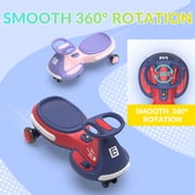 5TH WHEEL 12V 4.5Ah KW01-BB Electric Wiggle Car for Kids, 3-4.5 Mph Swing Car with Music Speaker, Wheels with Lights, Riding Toy for Ages 3–8, Red and blue